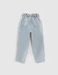 Blauwe paperbag jeans biokatoen elastisch meisjes-2