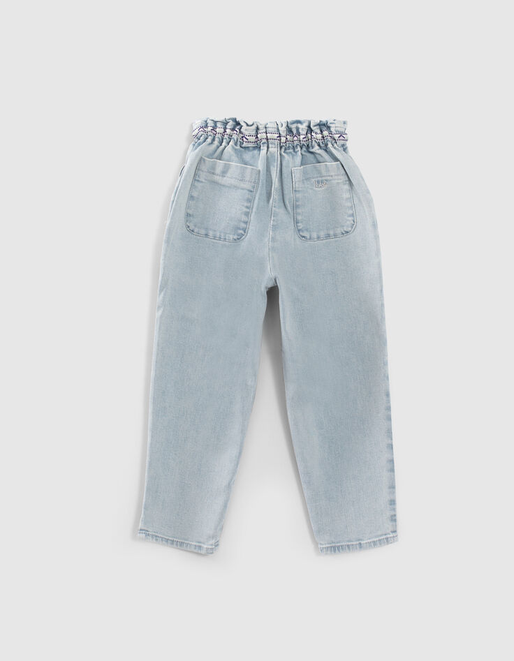 Blauwe paperbag jeans biokatoen elastisch meisjes-2