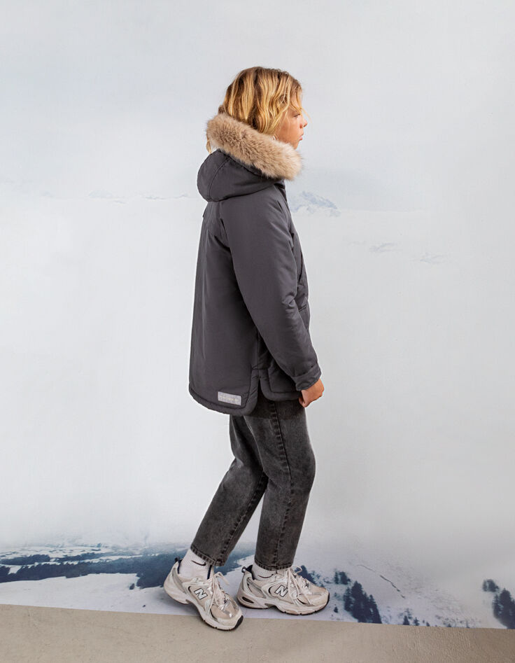 3-in-1 grijze parka en omkeerbare bodywarmer meisjes-4