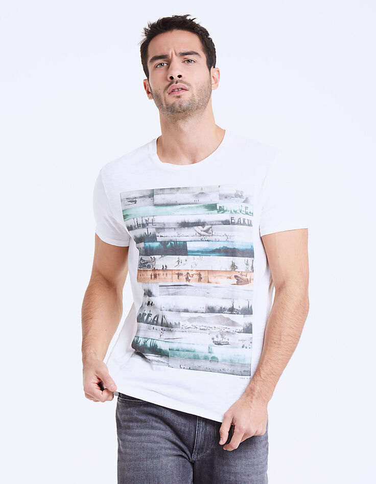 Wit heren-T-shirt opdruk Burning Man-2