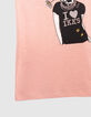 Girls' peach organic cotton rock-leopard T-shirt-4