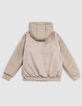 Chaqueta beige de dos capas con capucha para niño-4