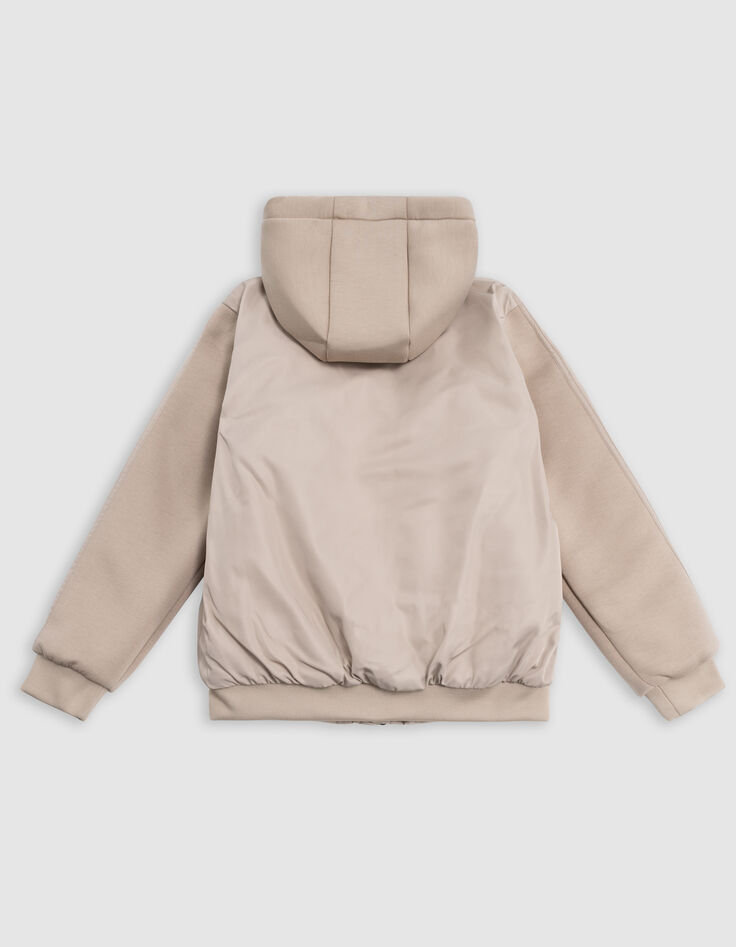 Blouson beige bi-matière à capuche garçon-4