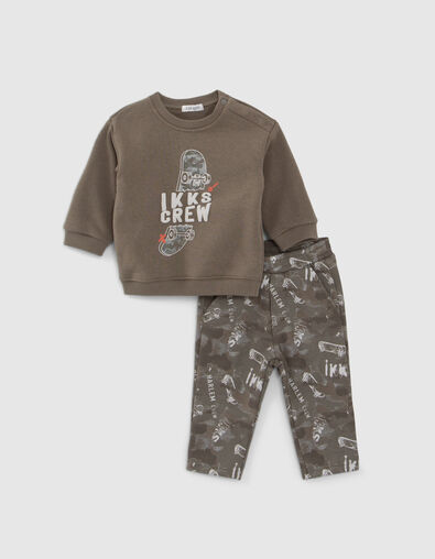 Ensemble jogging camouflage et sweat kaki bébé garçon - IKKS