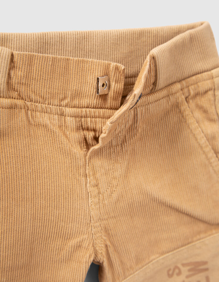 Baby boys’ camel mixed-fabric elasticated trousers-5