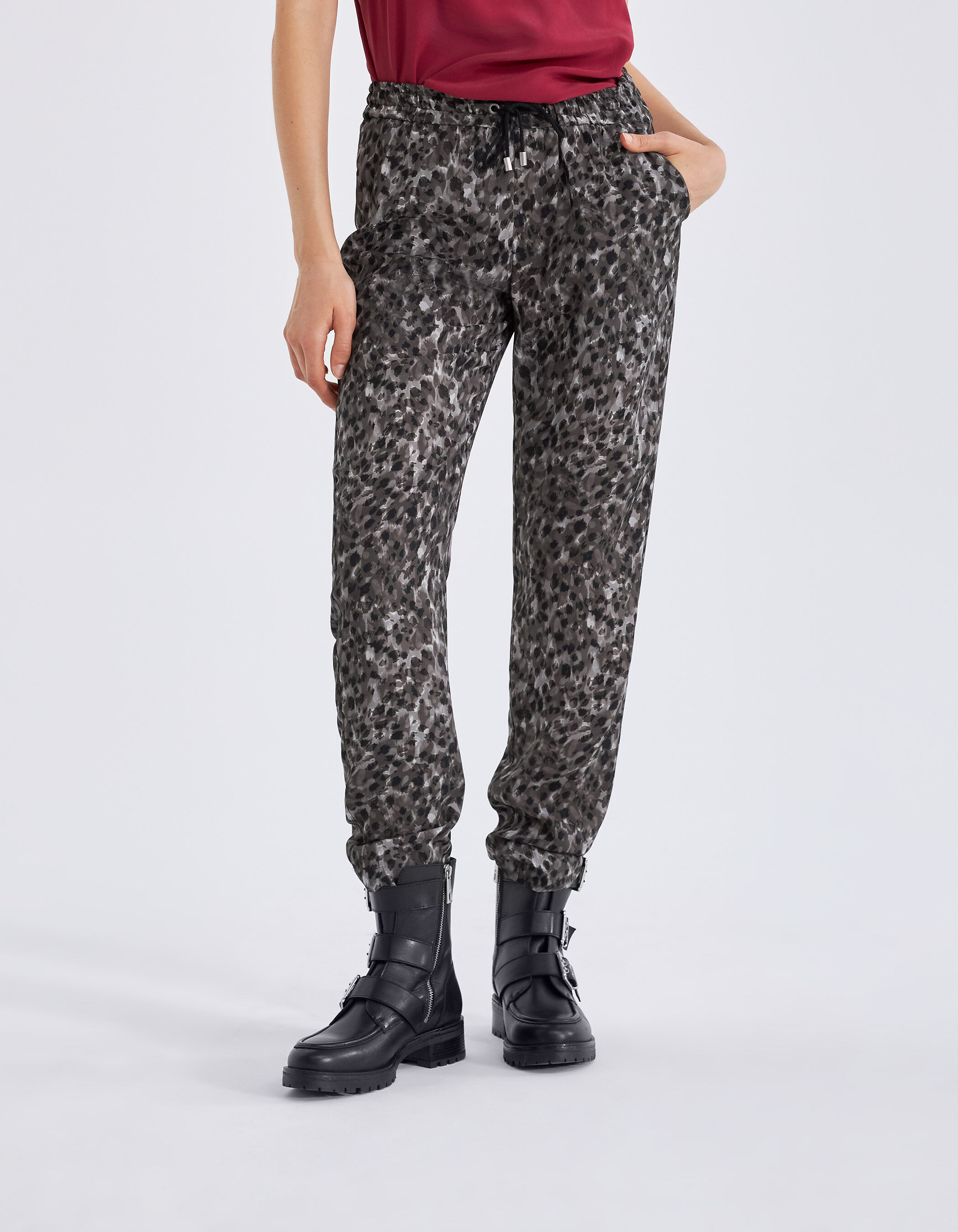 Grey leopard print cheap joggers