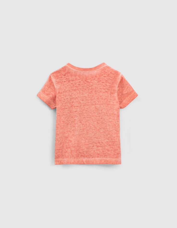 Camiseta naranja mensaje letras bordadas bebé niño-2