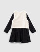 Girls’ 2-in-1 minimalist print dress with gilet-7