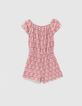 Oudroze korte jumpsuit Ecovero® batikprint meisjes-3