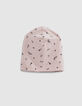 Baby’s pink+rock print organic cotton reversible beanie-5