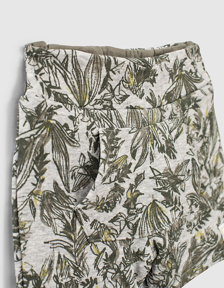 Baby boys’ khaki and jungle print reversible Bermudas-3