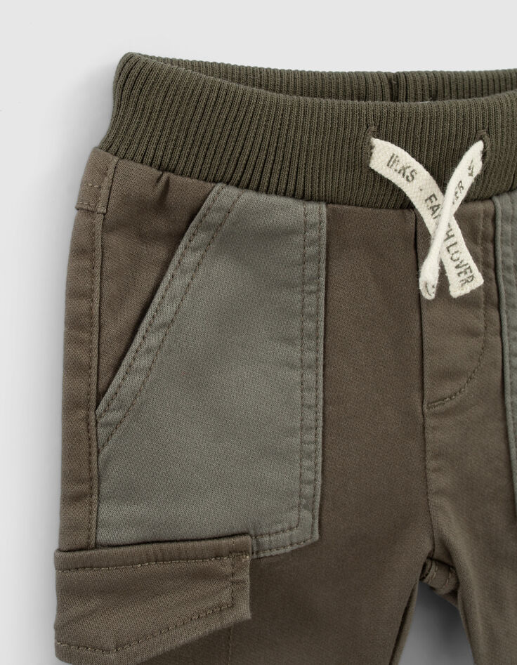 Khaki Cargohose mit Kontrasttaschen für Babyjungen-4