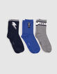 Boys' blue, grey and navy socks-2