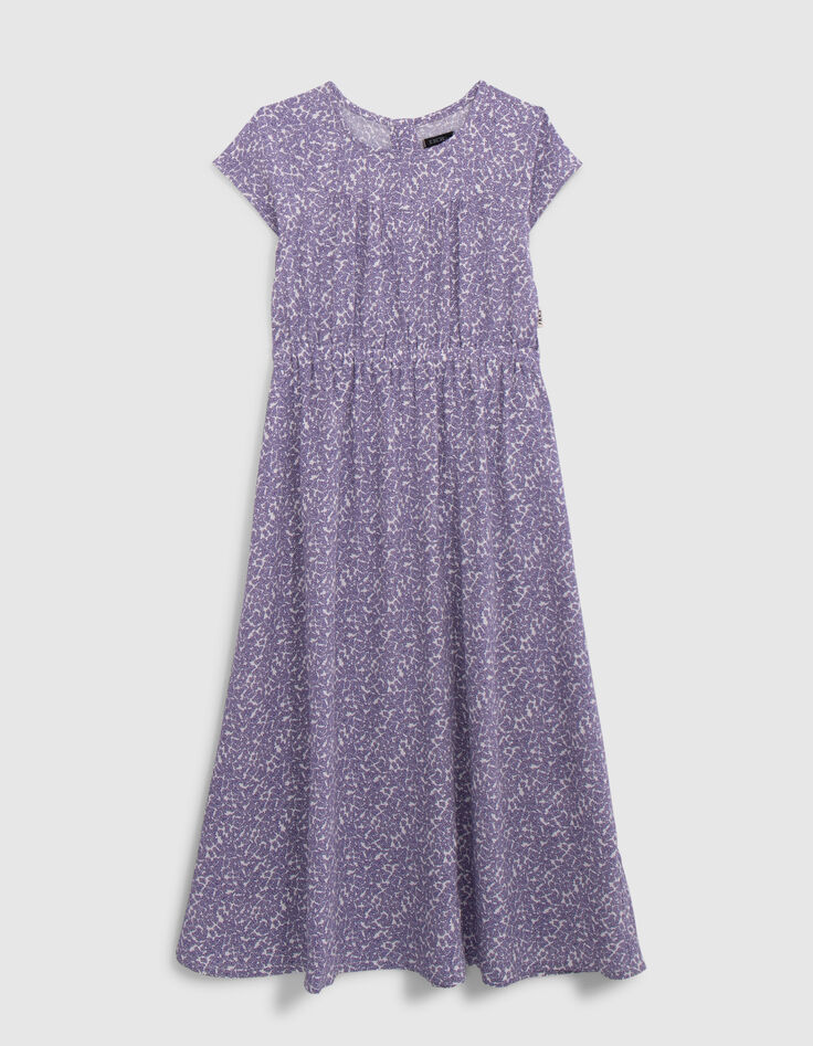 Ecru langes Kleid LENZING™ ECOVERO™ mauve Blumen Mädchen-2