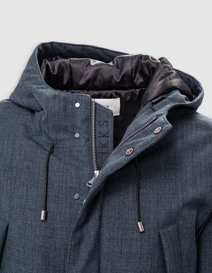 Men's denim-effect quilted indigo parka-7