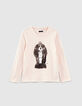 Girls’ pale pink princess-dog image T-shirt-1