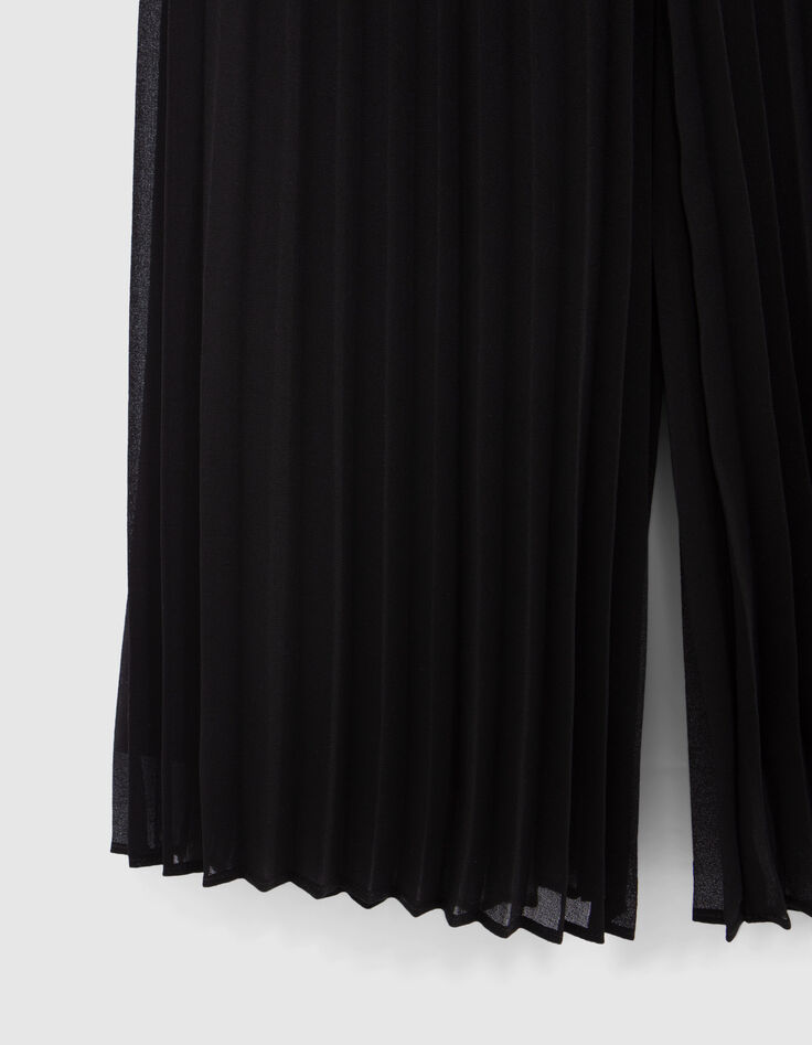 Black pleated wide-leg pants for girls-8