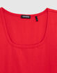 T-shirt rouge forme cropped fille-3