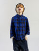 Blue plaid shirt with removable boy's hood-1