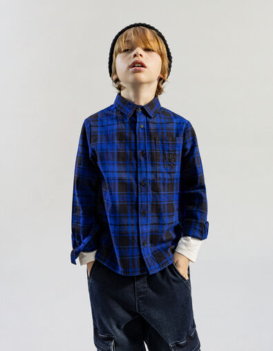 Blue plaid shirt with removable boy's hood - IKKS