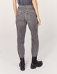 Graue Crop-Damenjeans mit hohem Bund-3