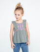 Girls’ khaki jacquard fabric top with neon embroidery-1