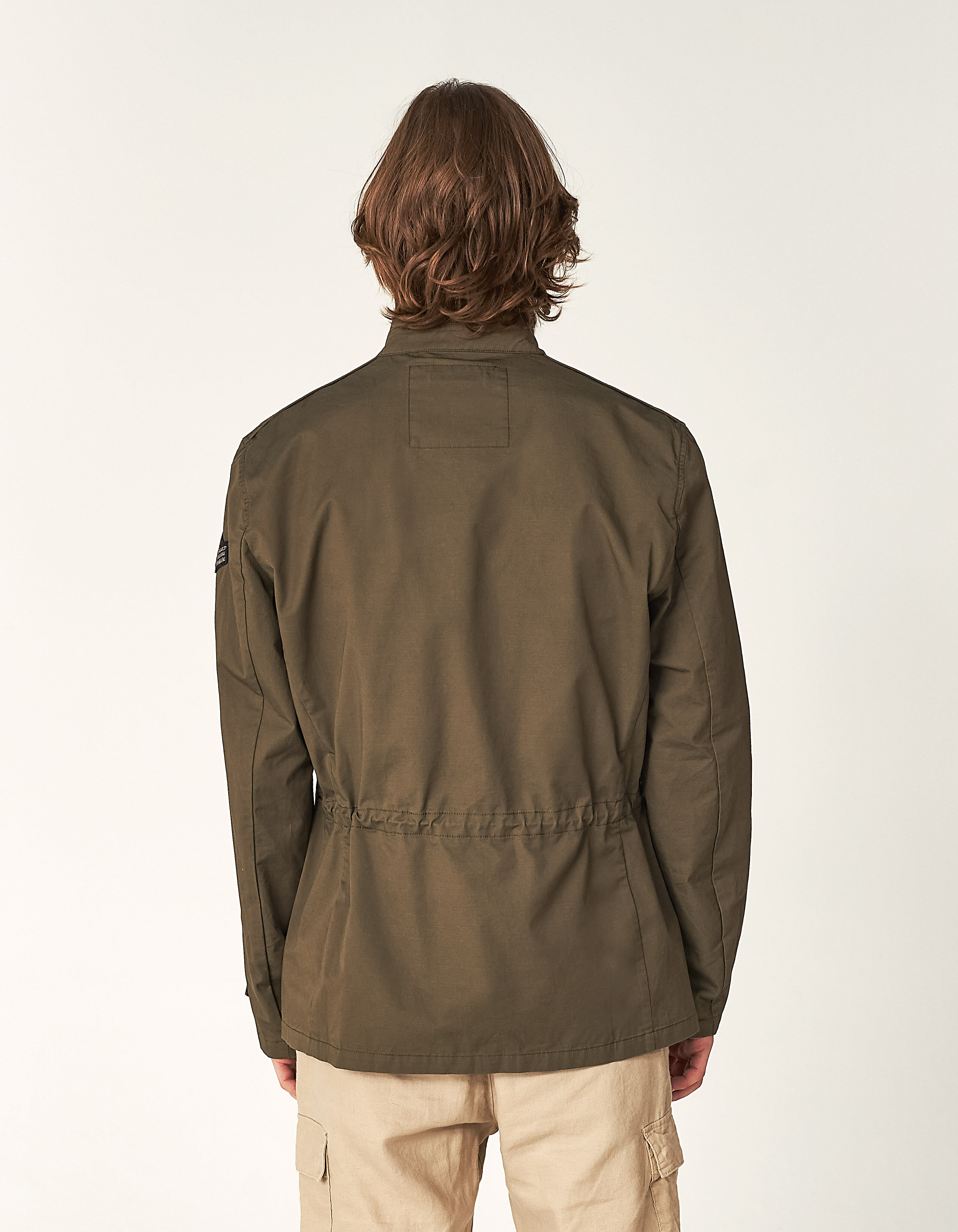 Men's khaki multi-pocket safari jacket