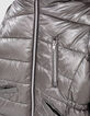 Girls’ dark silver fur-lined hooded long padded jacket-2