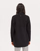 Women’s black pure wool cardigan with cable knit cuffs-2