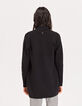 Cardigan mi-long noir en 100% laine torsades poignets femme-2