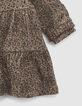 Khaki Babymädchen-Kleid mit Leo-Blumen-Print-4