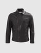 Men’s black biker-style leather jacket-5