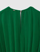 Women’s green viscose 7/8 jumpsuit with slit on back-4