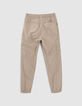 Pantalón BATTLE beige cintura y bajos elásticos niño-4