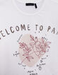 Girl's ecru T-shirt with message and flower embroidery-3