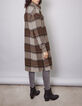 Women’s beige and black check overshirt-style long coat-1