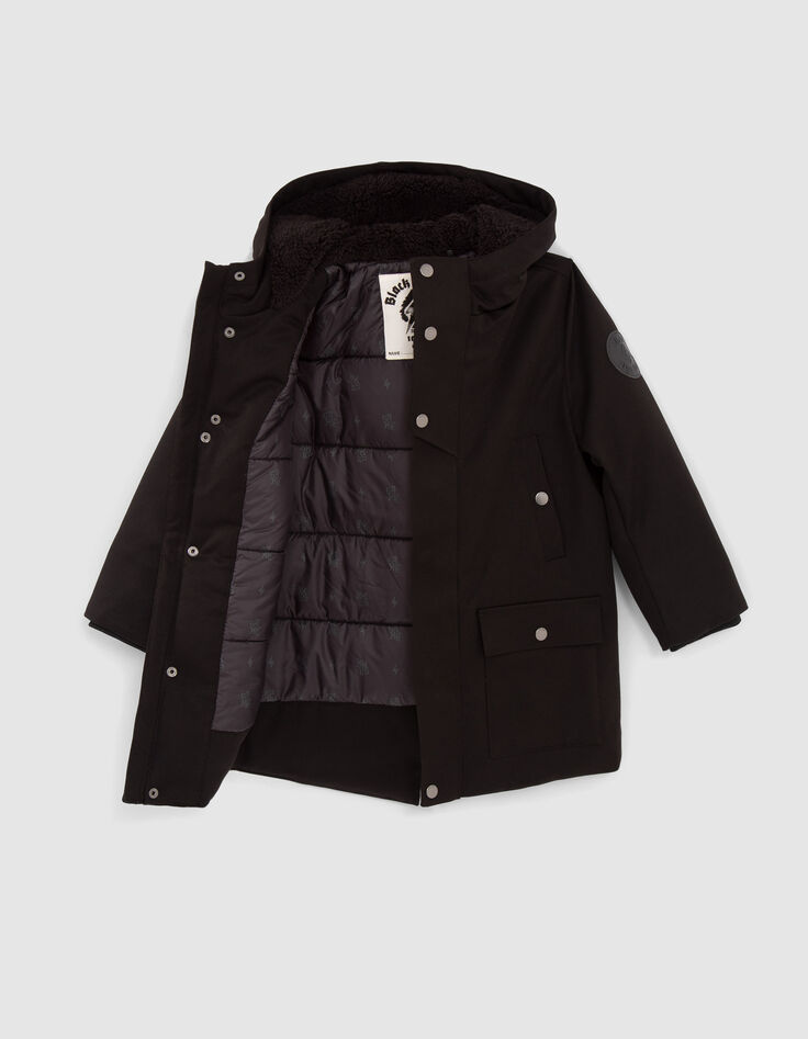 Boys’ black quilted lining hooded padded jacket-3
