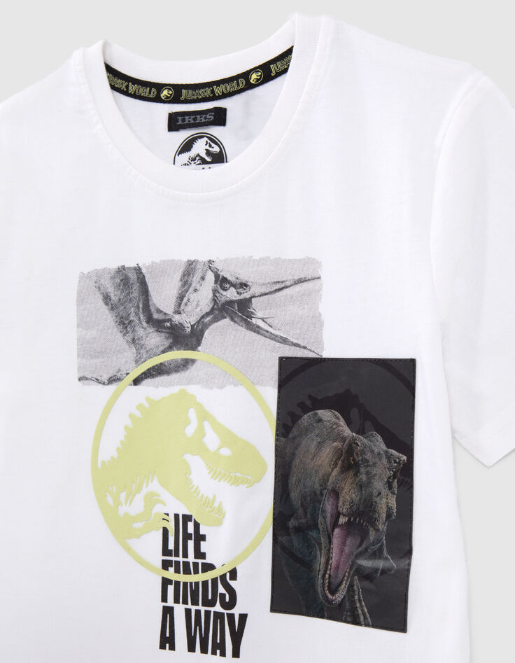 Wit T-shirt lenticulaire opdruk JURASSIC WORLD jongens-8