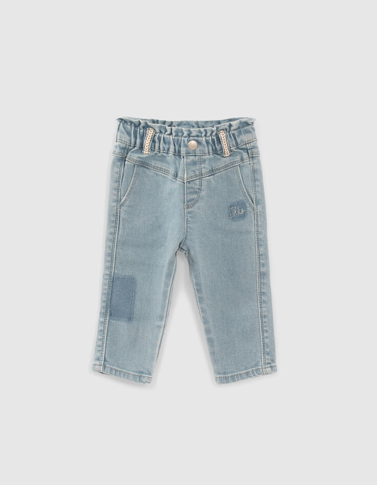 Baby girls’ blue elasticated waist jeans-1