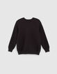 Boys’ black mixed fabric sweater with embossed image-4