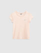 Camiseta rosa polvoroso Essentiel niña algodón-1