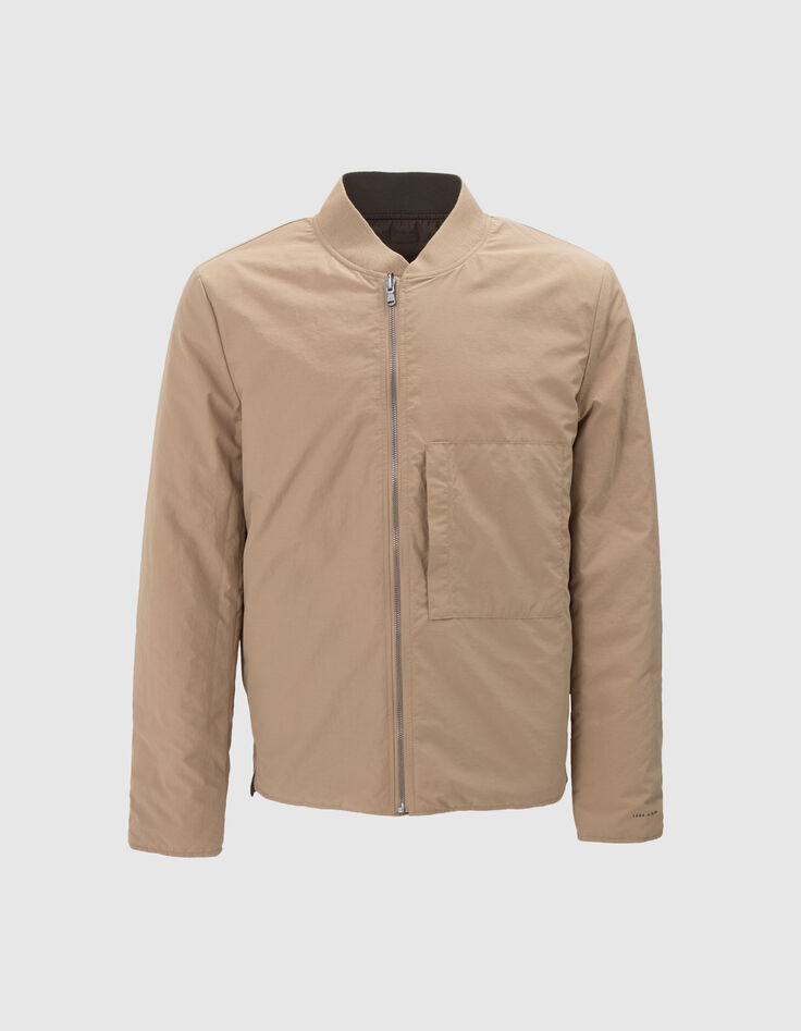 Chaqueta acolchada fina caqui y beige tipo bomber hombre-6