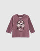 Dark purple T-shirt biokatoen opdruk helm babyjongens -1