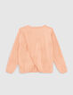 Girls’ pink star jacquard knit sweater with open back-2