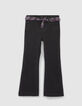 Mädchen-FLARE-Jeans schwarz, Kaschmir-Schleifenprintmotiv -3