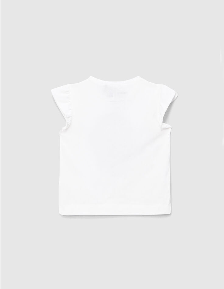 Weißes Mädchen-T-Shirt mit blauem Glitzer-SMILEYWORLD-4