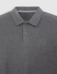 Men's graphite knit polo with weave effect-5