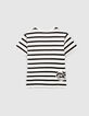 T-shirt blanc rayé noir IKKS - MICKEY-2