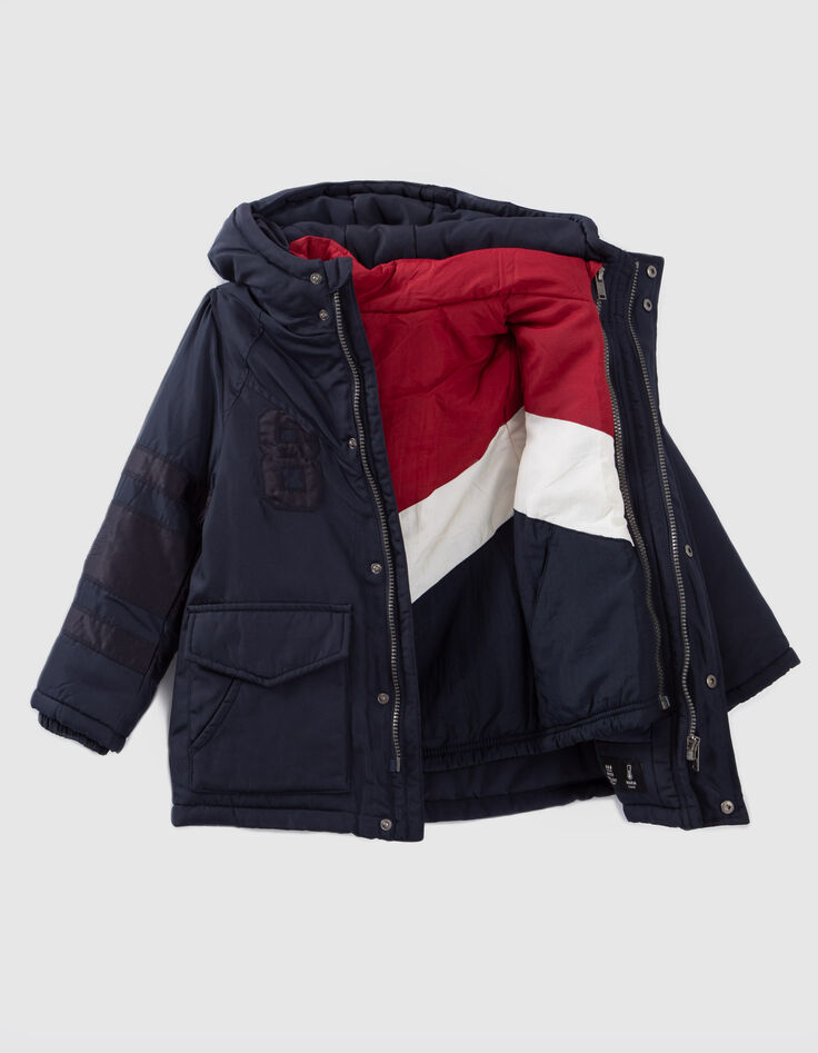 Boys’ 2-in-1 navy parka and colour block padded jacket-8