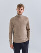 Pull cappuccino tricot à col roulé Homme-1